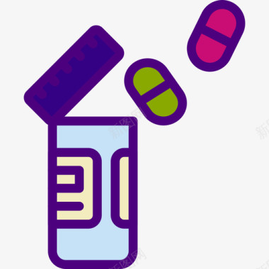 4种颜色药物药物3线性颜色图标图标