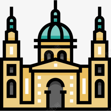 圣斯蒂芬大教堂地标18线性颜色图标图标
