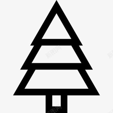 松树圣诞装饰品4线状图标图标