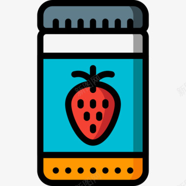草莓草莓色厨房用品线性颜色图标图标