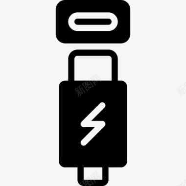 矢量连接器Usb电缆连接器电缆3填充图标图标