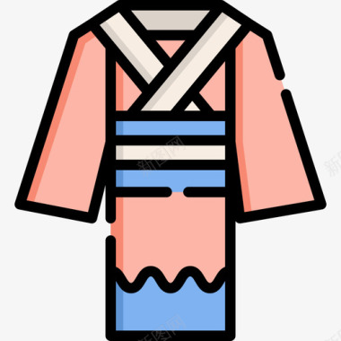 和服日本14线性颜色图标图标