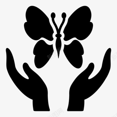 幸福祥和美丽蝴蝶手上的蝴蝶图标图标