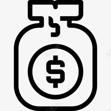 钱袋布袋钱袋银行和金融3线性图标图标