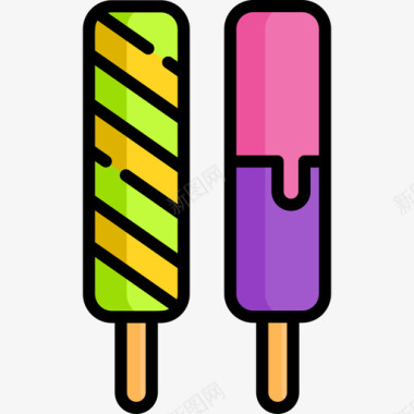 冰淇淋矢量图冰淇淋夏季11线性颜色图标图标