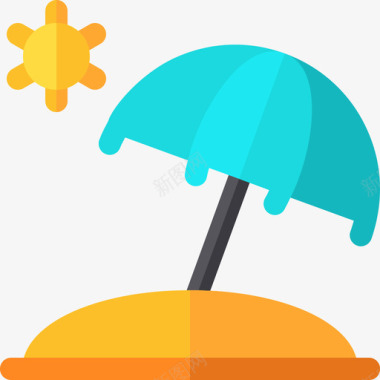 阳伞太阳伞热带4扁平图标图标