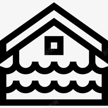 洪水保险5线性图标图标