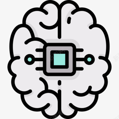 未来素材大脑未来技术13线性颜色图标图标