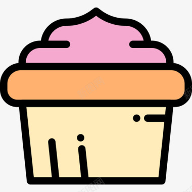 纸杯蛋糕面包房12线性颜色图标图标