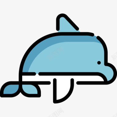 海豚海洋生物15线性颜色图标图标