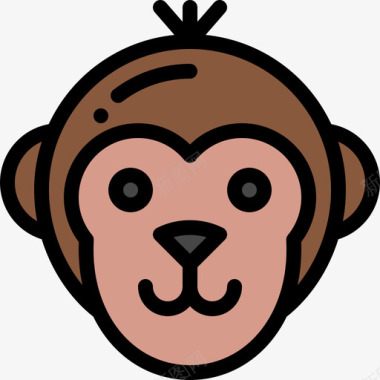 巴西标志猴子巴西狂欢节8线性颜色图标图标