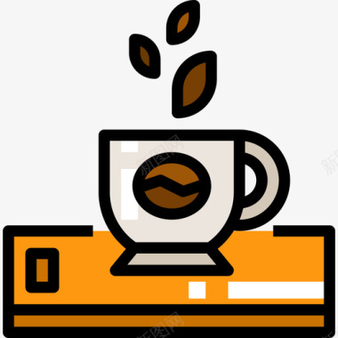 意式浓缩咖啡咖啡店填充的图标线性颜色图标