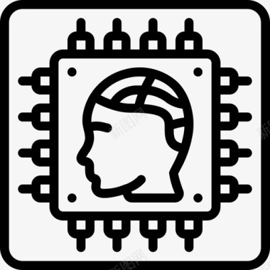 芯片人工智能19线性图标图标