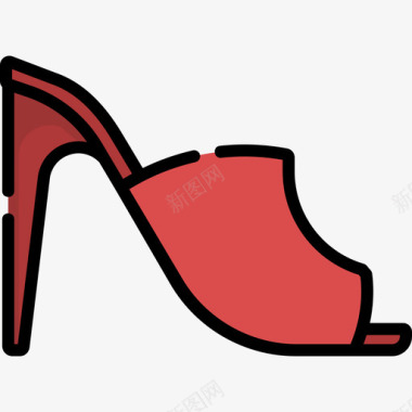细高跟鞋鞋5线性颜色图标图标