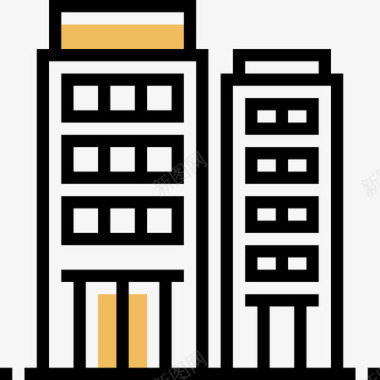 建筑城市元素30黄色阴影图标图标