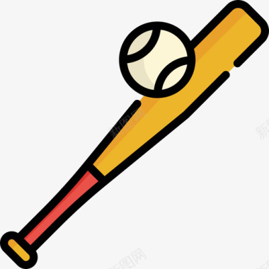 球棒棒球2线颜色图标图标