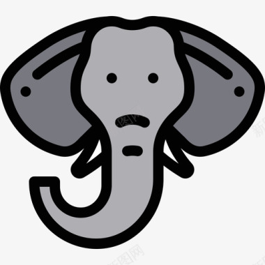 大象动物园5线性颜色图标图标