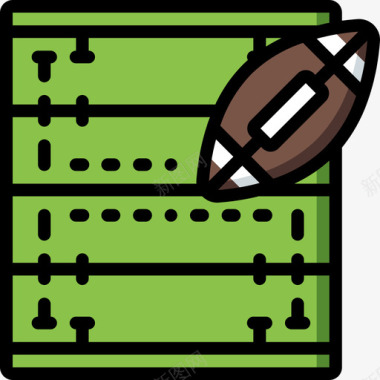 橄榄球橄榄球场体育场馆线性颜色图标图标