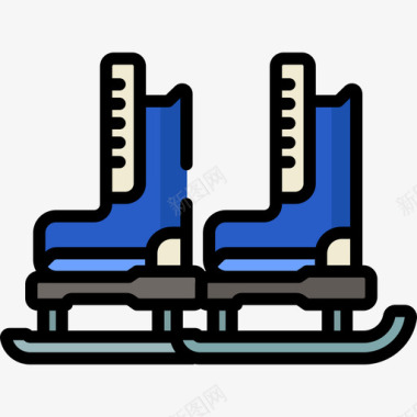 红色熘冰鞋溜冰鞋探险24线性颜色图标图标