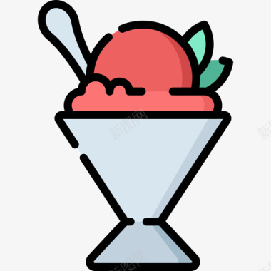 冰糕冰淇淋店2线性颜色图标图标