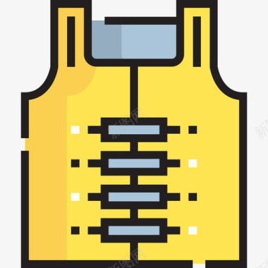 户外徒步活动救生衣户外活动19线性颜色图标图标