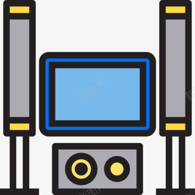 家庭影院图标家庭影院设备6线性颜色图标图标