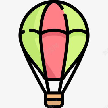 热气球热气球夏季8线性颜色图标图标