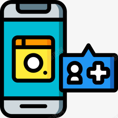短信手机icon智能手机社交营销2线性颜色图标图标