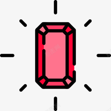 红宝石奢华11线性颜色图标图标