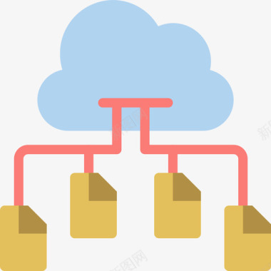 云数据海报计算云网络和数据库12平面图标图标