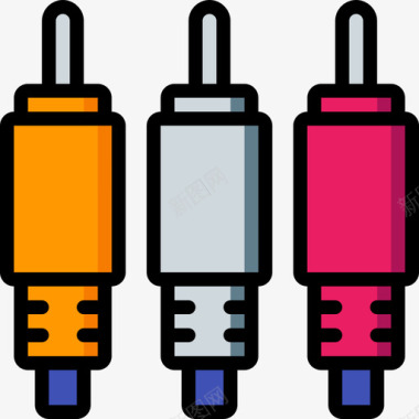 颜色颜料插孔电缆pc组件5线颜色图标图标