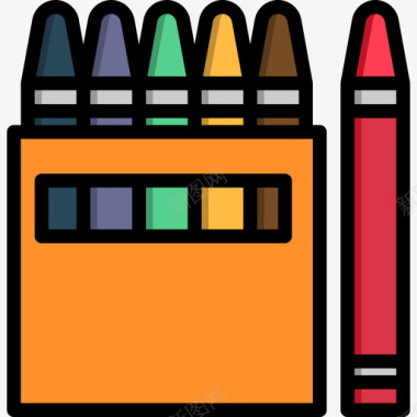 玩具蜡笔蜡笔教育111线颜色图标图标