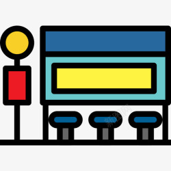 4号楼公交车站城市元素4号楼线颜色图标高清图片