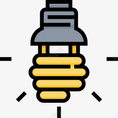 发芽的灯泡灯泡商务必备3线颜色图标图标