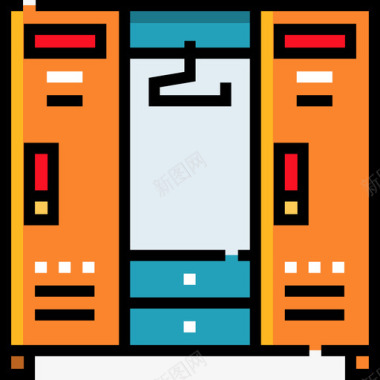 储物柜37运动型储物柜线性颜色图标图标