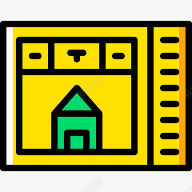 智能家居家庭5黄色图标图标