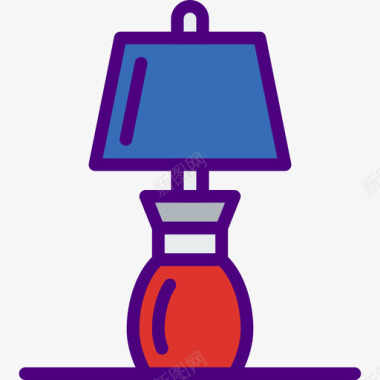 卧室灯家具和家居6线颜色图标图标