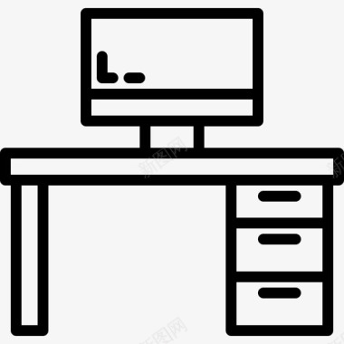 办公桌伏案办公桌67号办公室直线型图标图标