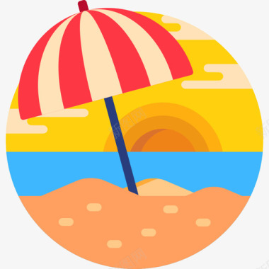 太阳伞夏季派对18平顶图标图标