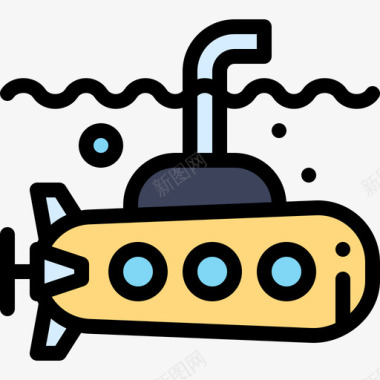潜艇海洋生物22线状颜色图标图标