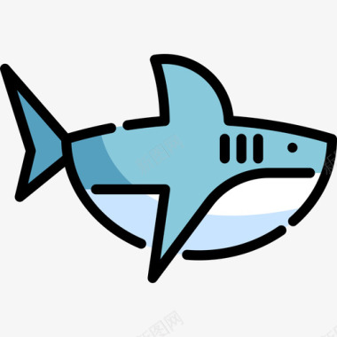 鲨鱼海洋生物15线形颜色图标图标