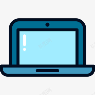 笔记本电脑小工具和设备线性颜色图标图标