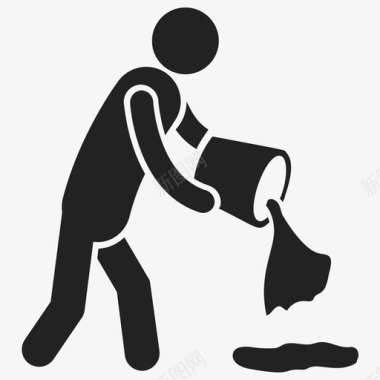 地板清洁清洁人员拖地人员图标图标