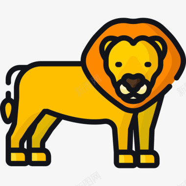 狮子门环狮子狩猎6线性颜色图标图标