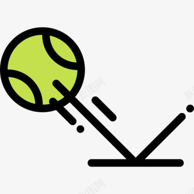 网球弹跳网球线性颜色图标图标