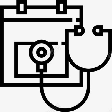 健康心灵听诊器健康检查3线性图标图标