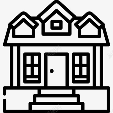 古典住宅类型3线性图标图标