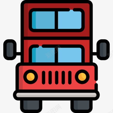 巴士英国4线性颜色图标图标