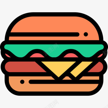 原色汉堡快餐32原色图标图标