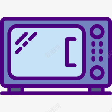 微波炉家具和家居6线性颜色图标图标